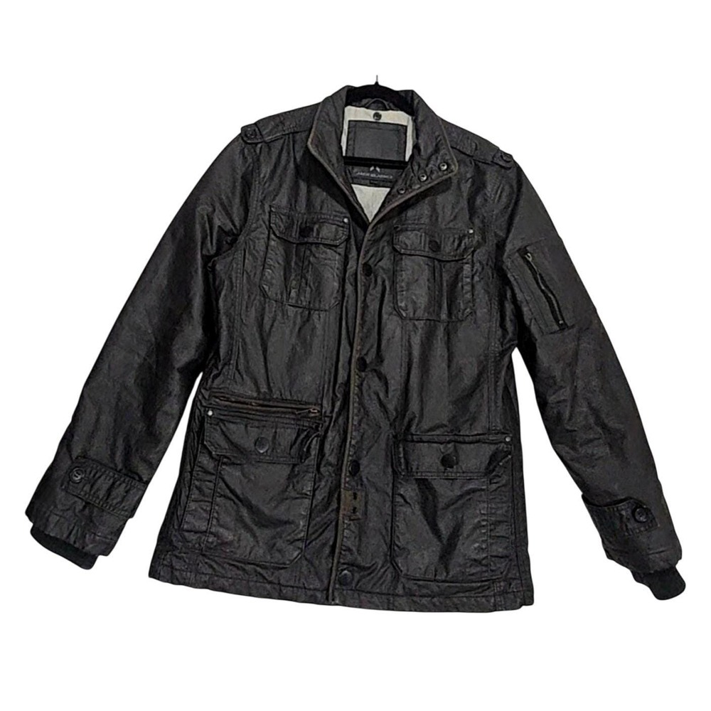 Jack & Jones Jacket Mens M Racing Vtg Y2K Moto Utility Wax Coated Oilskin